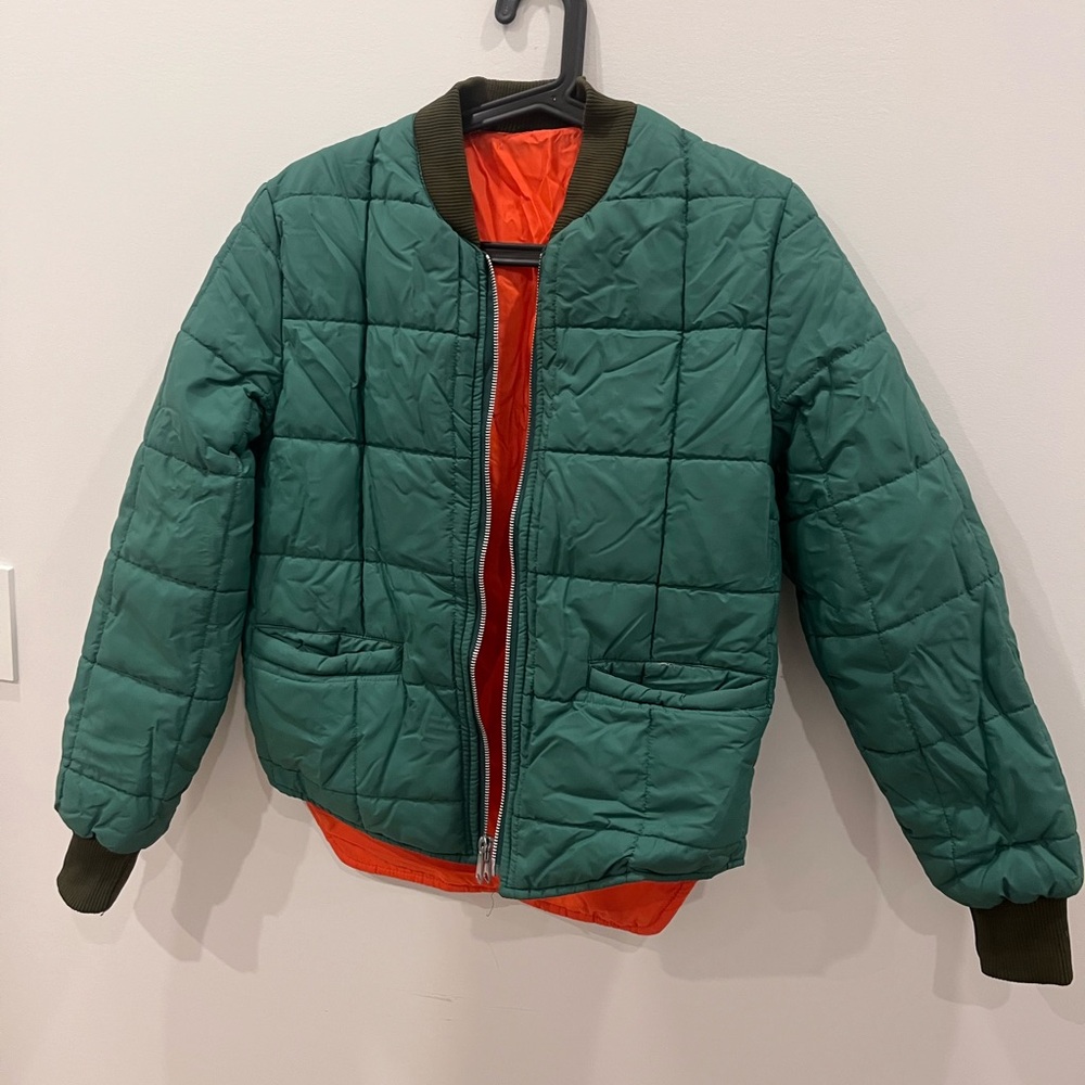 Green Quilted Bomber Jacket